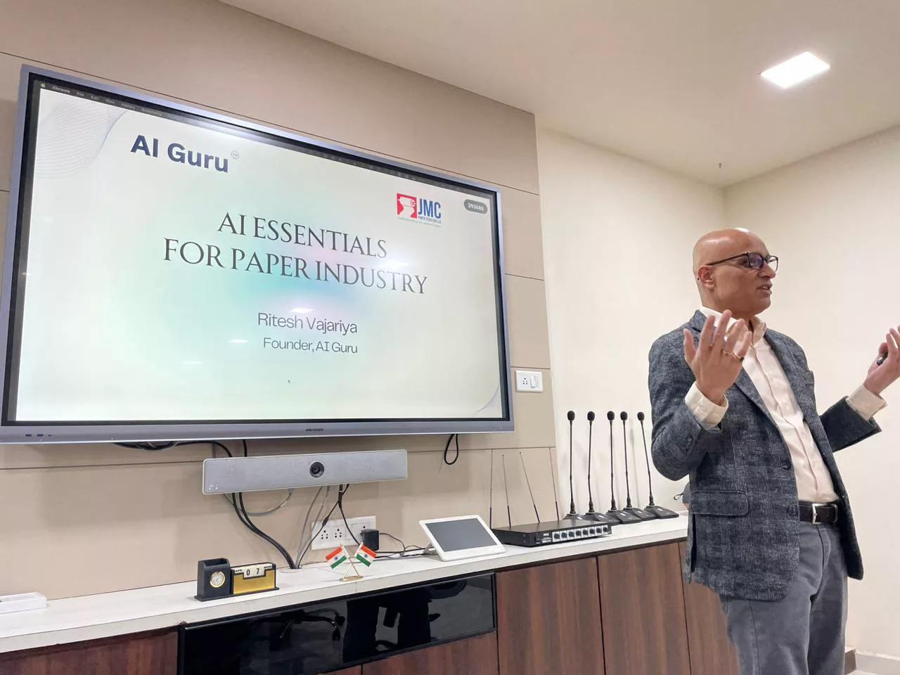AI Essentials for Paper Industry — Ritesh Vajariya, Founder AI Guru, presenting at a leading Indian paper manufacturer