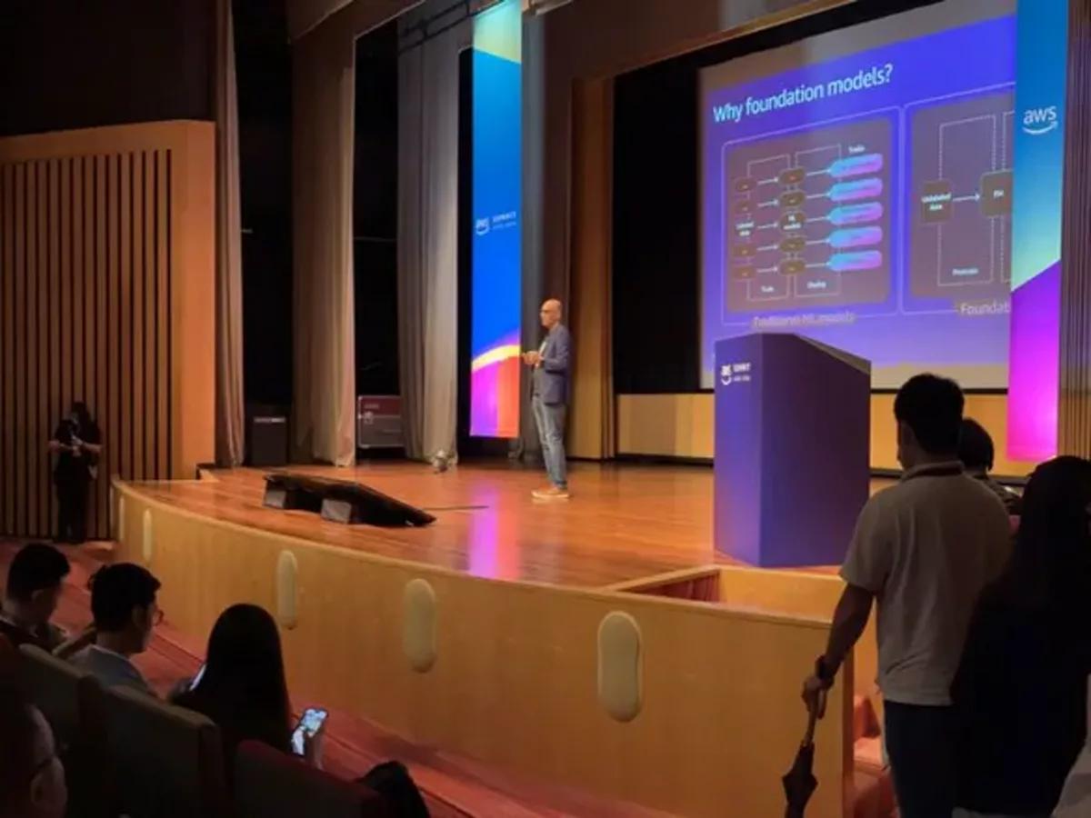 Ritesh Vajariya keynote at AWS Summit, Hong Kong — presenting Why foundation models