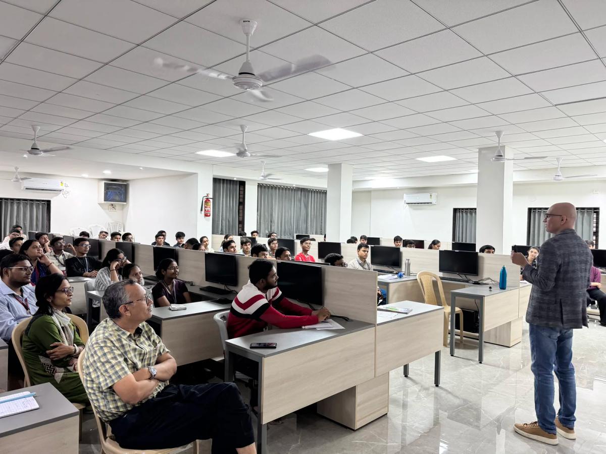 Engineering students engaged in an AI Guru lab at BVM, SPU