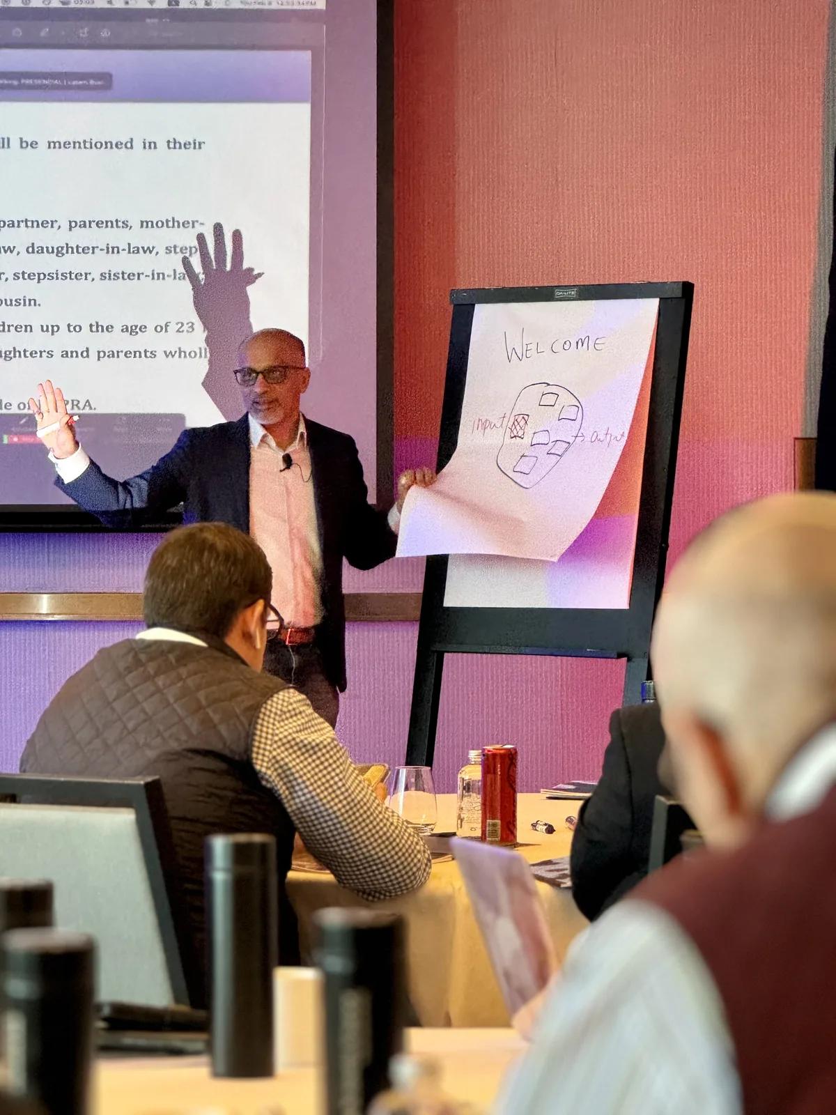AI Guru workshop with flipchart and group discussion